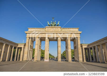 Berlin Germany, city skyline at Brandenburg Gate (Brandenburger Tor) 123603599