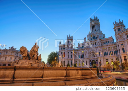 Madrid Spain, sunrise city skyline at Cibeles Fountain Town Square Madrid Spain, sunrise city skyline at Cibeles Fountain Town Square 123603635