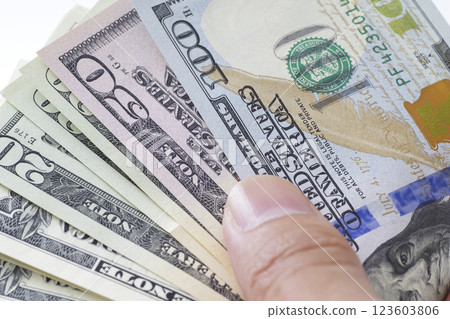 Various types of US dollar bills 123603806