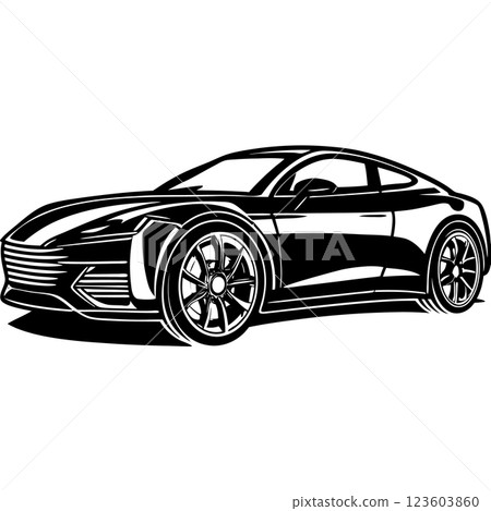 Sleek Electric Sports Car Silhouette Isolated Side View Design 123603860