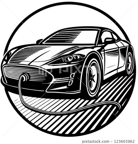 Sleek Electric Sports Car Silhouette Isolated Side View Design Sleek Electric Sports Car Silhouette Isolated Side View Design 123603862