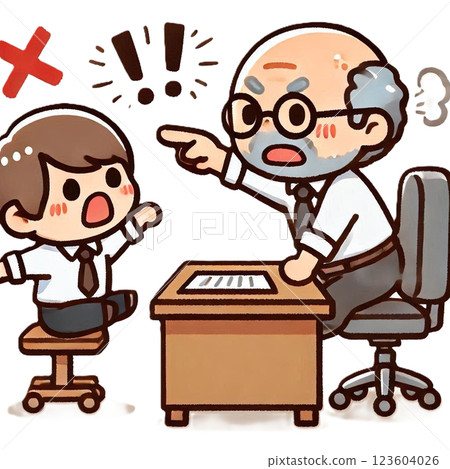 一個男人被老闆責罵的簡單可愛的插圖 123604026