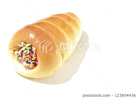Chocolate cornet photographed alone on a white background 123604436