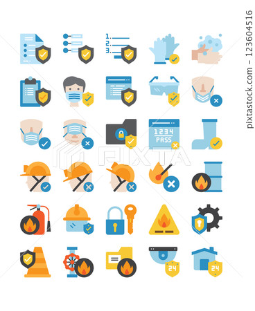 safety security protection flat icon set 123604516