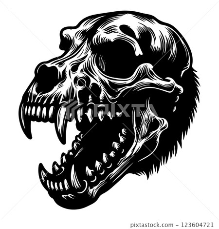 Dog skull will be a terrifying black vector illustration 123604721