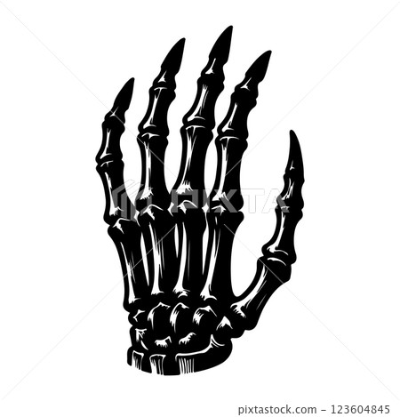 Skeleton hand black vector illustration 123604845