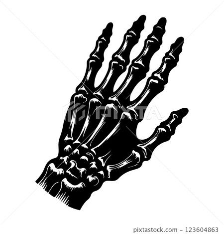 Skeleton hand black vector illustration 123604863