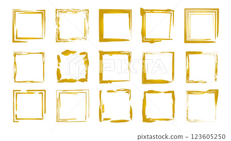 Set of gold squares painted with a brush Set of gold squares painted with a brush 123605250