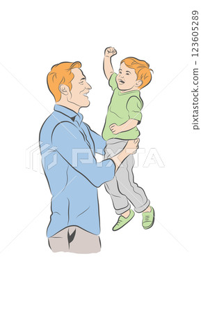 Father's Day card with 'Happy Father's Day' and 'Dad, My Hero' text on a warm background, perfect for celebrating dads 123605289