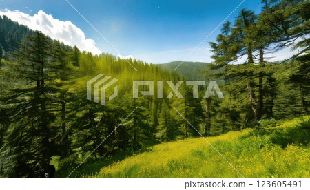 AI 圖片:花粉季節、雪松花粉過敏影像 AI 圖片:花粉季節、雪松花粉過敏影像 123605491