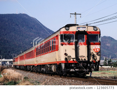 Express Tosa running near Kotohira Station on the Tosan Line in 1986 Express Tosa running near Kotohira Station on the Tosan Line in 1986 123605773