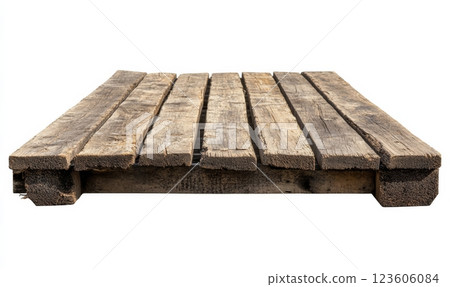 Wooden deck isolated on white background 123606084