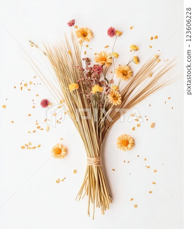 Dried flowers bouquet on white background 123606228