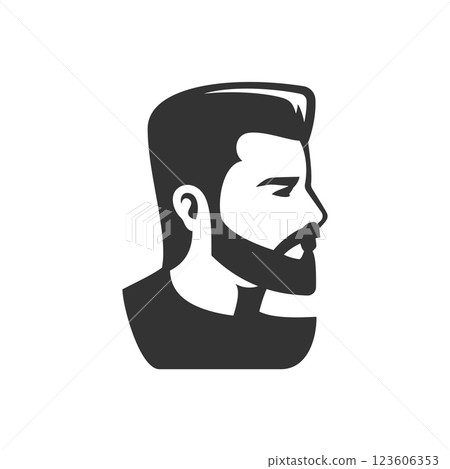 Barber shop brutal man with hipster hairstyle silhouette minimalist icon for logo vector Barber shop brutal man with hipster hairstyle silhouette minimalist icon for logo vector 123606353