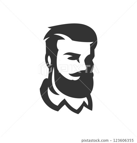 Barbershop brutal bearded man portrait hipster gentleman grooming service icon for logo vector Barbershop brutal bearded man portrait hipster gentleman grooming service icon for logo vector 123606355