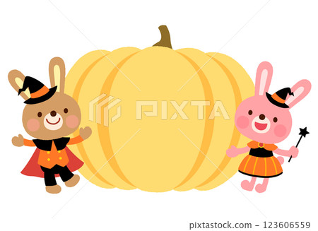 Cute rabbit Halloween message card Cute rabbit Halloween message card 123606559