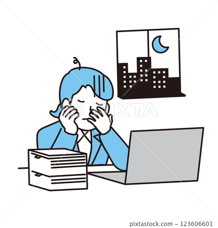 Employees working overtime Employees working overtime 123606601