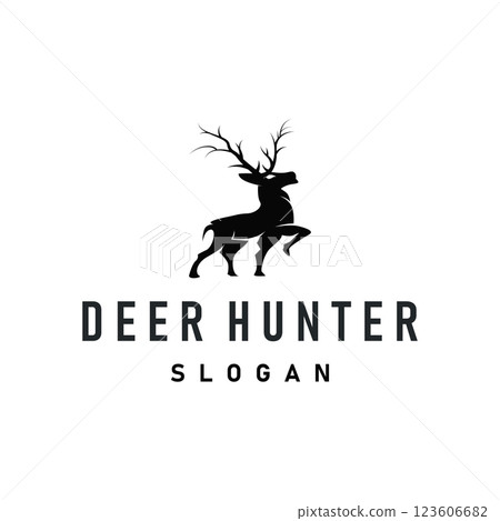 deer logo design deer hunter concept with black silhouette illustration of simple minimalist animal product brand template deer logo design deer hunter concept with black silhouette illustration of simple minimalist animal product brand template 123606682