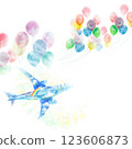 Airplane and balloon watercolor 123606873