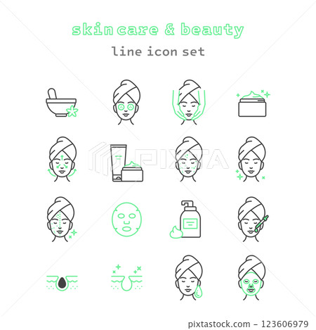 Women skin care beauty icon set 123606979