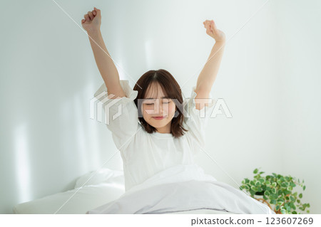 Morning image of a young woman Morning image of a young woman 123607269