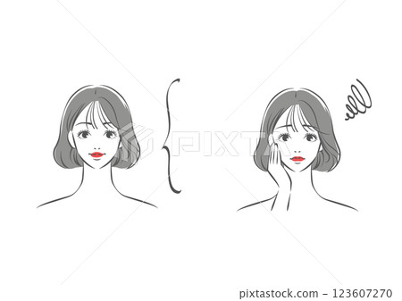 A woman with bob hair having beauty concerns 123607270