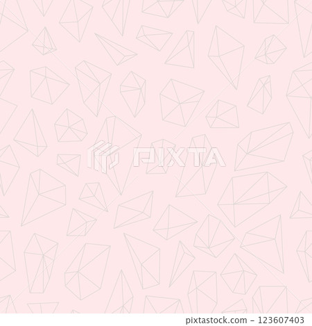 Geometric seamless pattern with polygonal linear elements. Gemstones, stones, decorative abstract frames. Fabric print, website vector background 123607403