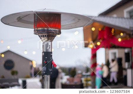 Gas heater detail with flame Gas heater detail with flame 123607584
