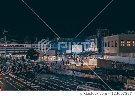 Traffic at a Bustling Urban Intersection Near a Station, Tokyo Dec 9 2024 Traffic at a Bustling Urban Intersection Near a Station, Tokyo Dec 9 2024 123607597