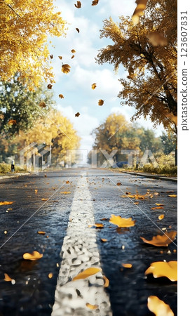 blurred of fallen leaves in autumn blurred of fallen leaves in autumn 123607831