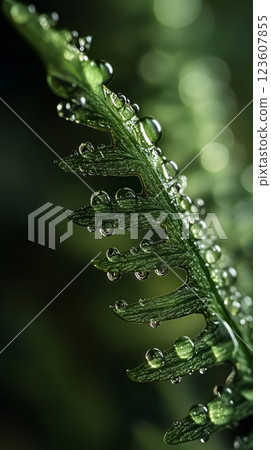 water drops on leaves 123607855