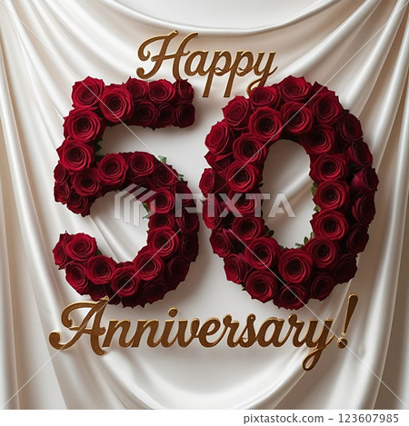 50th Anniversary Celebration with Roses.  123607985