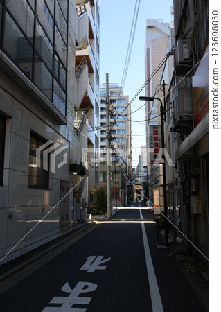 Urban Alleyway Scene Between Modern Buildings in Daylight, Japan Dec 10 2024 123608030