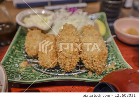 Crispy Golden Fried Food with Tartar Sauce 123608031