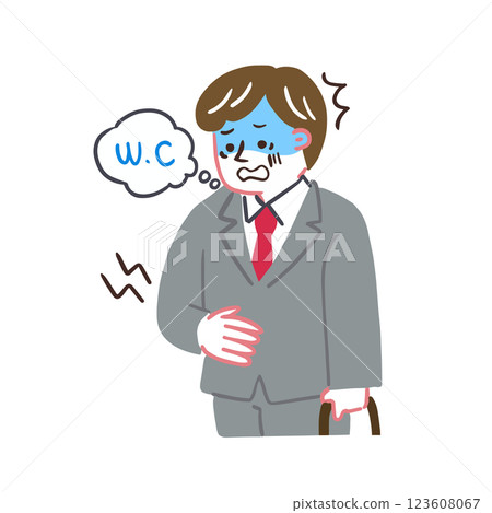 A man who suddenly gets a stomach ache while out and about Illustration about the intestinal environment A man who suddenly gets a stomach ache while out and about Illustration about the intestinal environment 123608067