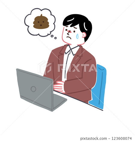 一名男子認為自己最近沒有排便 - 腸道環境說明 123608074