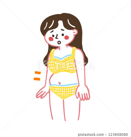一名因便秘而腹部腫脹的婦女：腸道環境圖示 123608080