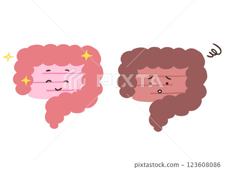 Healthy and unhealthy intestines: illustrations of the intestinal environment 123608086