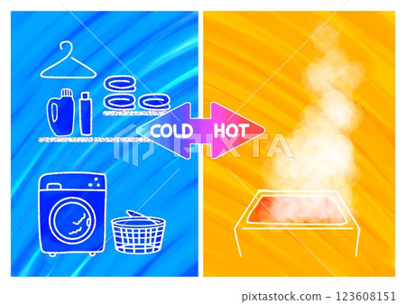 Heat shock bathroom temperature difference HOT COLD image illustration (simple, pop, stylish) Heat shock bathroom temperature difference HOT COLD image illustration (simple, pop, stylish) 123608151
