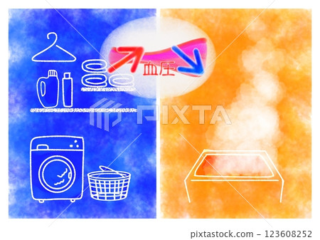 Heat shock (cold changing room, hot water) Illustration of blood vessel expansion and contraction (bright, pop) 123608252