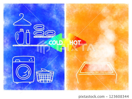 熱衝擊浴室溫差HOT COLD圖像插圖（簡單，流行，時尚） 123608344