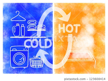Heat shock, hot and cold, repeated image illustration (stylish, pop) 123608414