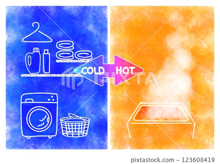熱衝擊浴室溫差HOT COLD圖像插圖（簡單，流行，時尚） 123608419