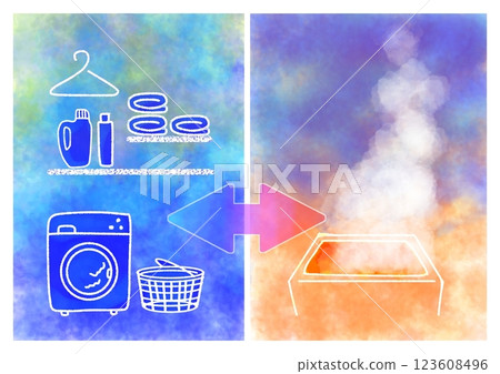 Heat shock: cold changing room, hot bathtub, temperature difference image illustration (stylish, simple, pop) Heat shock: cold changing room, hot bathtub, temperature difference image illustration (stylish, simple, pop) 123608496