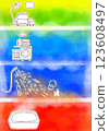 Heat shock (room, dressing room, washing area, bathtub) Temperature change image illustration (cute, bright, pop) 123608497