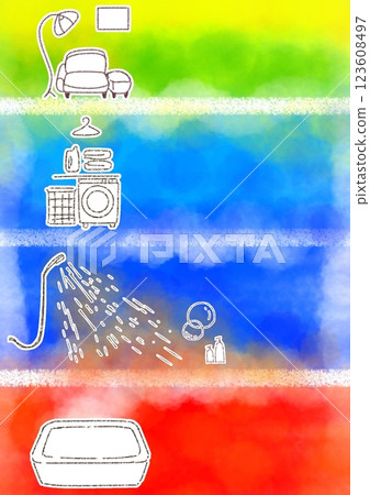 Heat shock (room, dressing room, washing area, bathtub) Temperature change image illustration (cute, bright, pop) 123608497