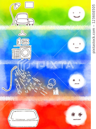Heat shock: From the room to the bathtub - Illustrations of blood pressure fluctuations due to temperature differences (cute, bright, pop) 123608505