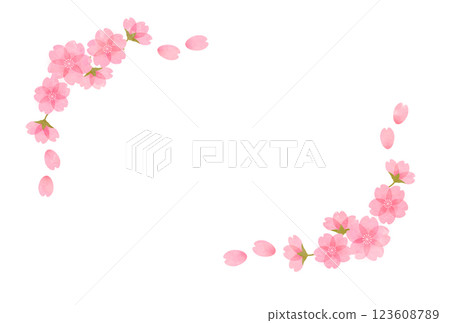 Cherry blossom frame watercolor spring petals pink 123608789