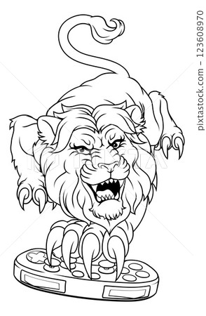 Lion Animal Gamer Sports Team Mascot Design 123608970