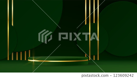 Green gold luxury podium on abstract background Green gold luxury podium on abstract background 123609242